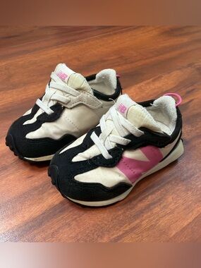 New Balance Kids Black, Pink & Cream Casual Sneakers